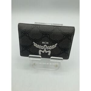 MCM Himmel Card Case, about 4.25 x 3 in- Black/Gray